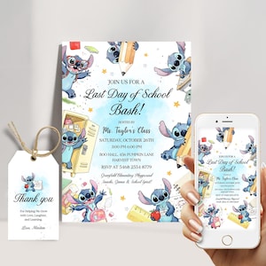 Stitch End of Year Party Invitation, Last Day of School Party Invitation, School Party Invitation, Classroom Party Invitation