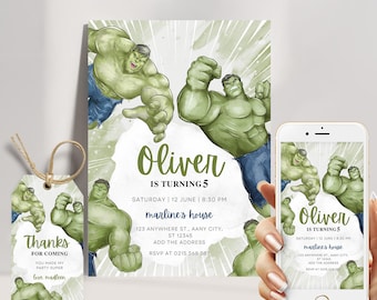 Hulk vs Spiderman Birthday Invitation: Editable Party Invite (Digital Download)