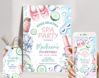 Spa Birthday Party Invitation: Glam Pamper Day (Printable)