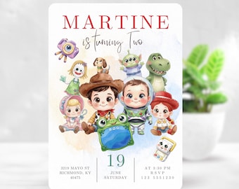 Baby Toy Story Birthday Invitation, Editable Canva Template, Toy Story 1st Birthday Invite, Kids Party Invitation, Digital Download 5x7