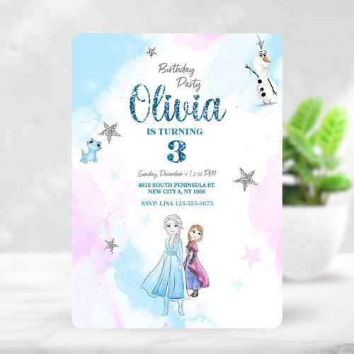Frozen Birthday Invitation Princess Elsa Anna Invitation Etsy