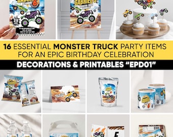 Monster Truck Birthday Party Decoration Bundle (Digital Files)