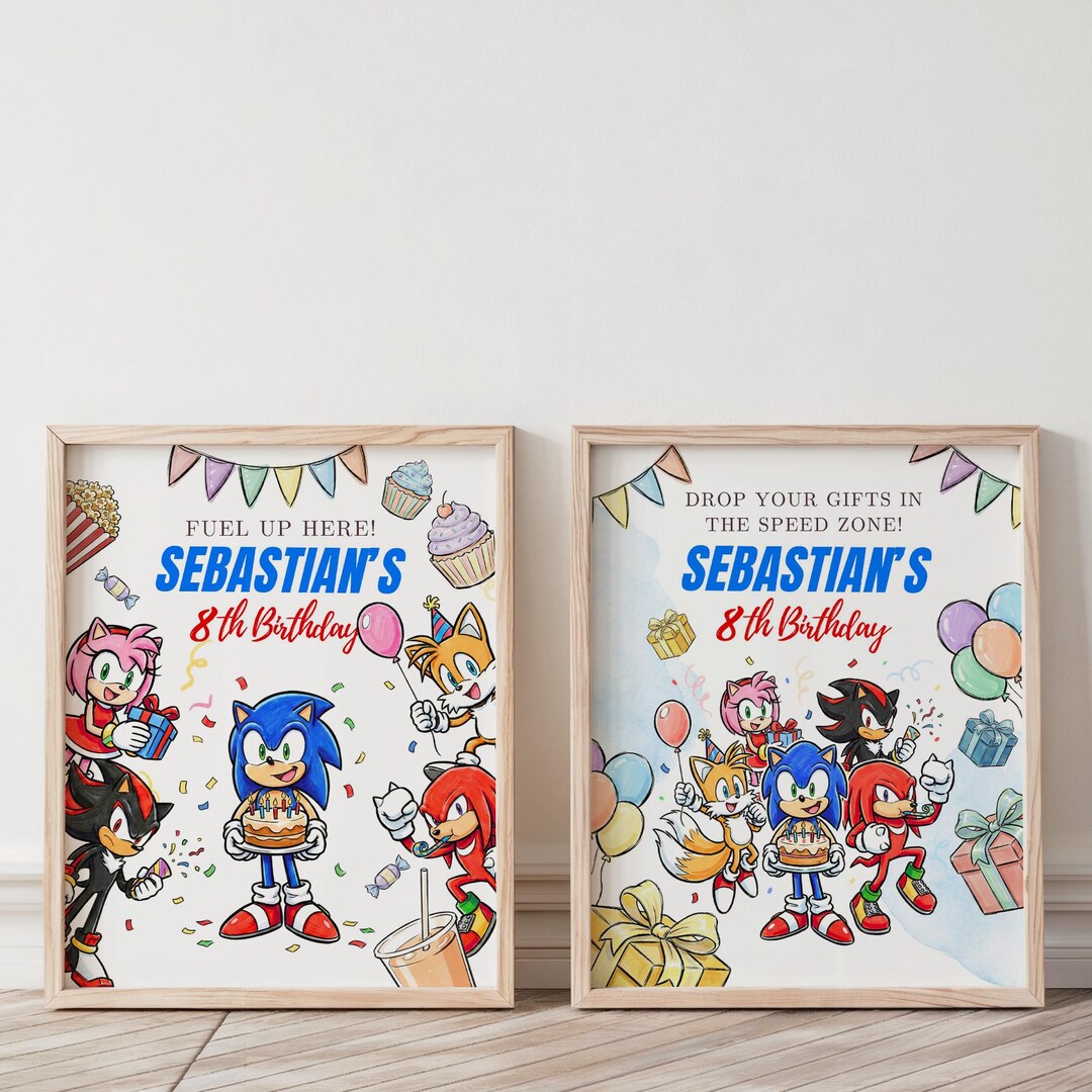 Sonic Food and Gift Signs Printable, Sonic Birthday Party Food Sign ...