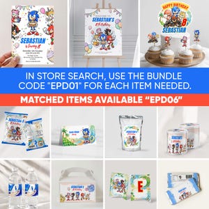Sonic hält Geburtstagstorte-Einladung für Kinderparty, Sonic The Hedgehog Boys Party einladen bearbeitbarer Sonic-Geburtstag, sofortiger Download EPD06 Bild 2
