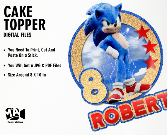 Personalised Sonic Cake Topper Printable Cake Topper the - Etsy