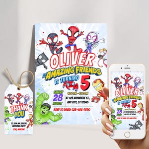Spidey Invitation Spidey and his Amazing Friends Birthday Invitation Spidey Theme Birthday Party Invite Boy Girl Spin Ghost Spider EDITABLE
