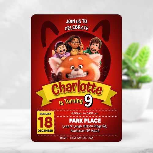 Turning Red Birthday Invitation Turning Red Party Instant Etsy