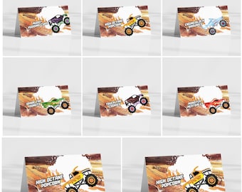Monster Truck Birthday Food Labels: Party Tents Canva Template (Digital Download)