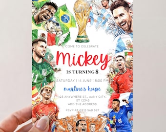 Soccer Birthday Invitation Editable World Cup Party Invite Football Birthday Invite Kids Sports Invitation Canva