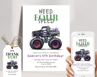 Invito per il 4° compleanno di Monster Truck: Need Four Speed (download digitale)