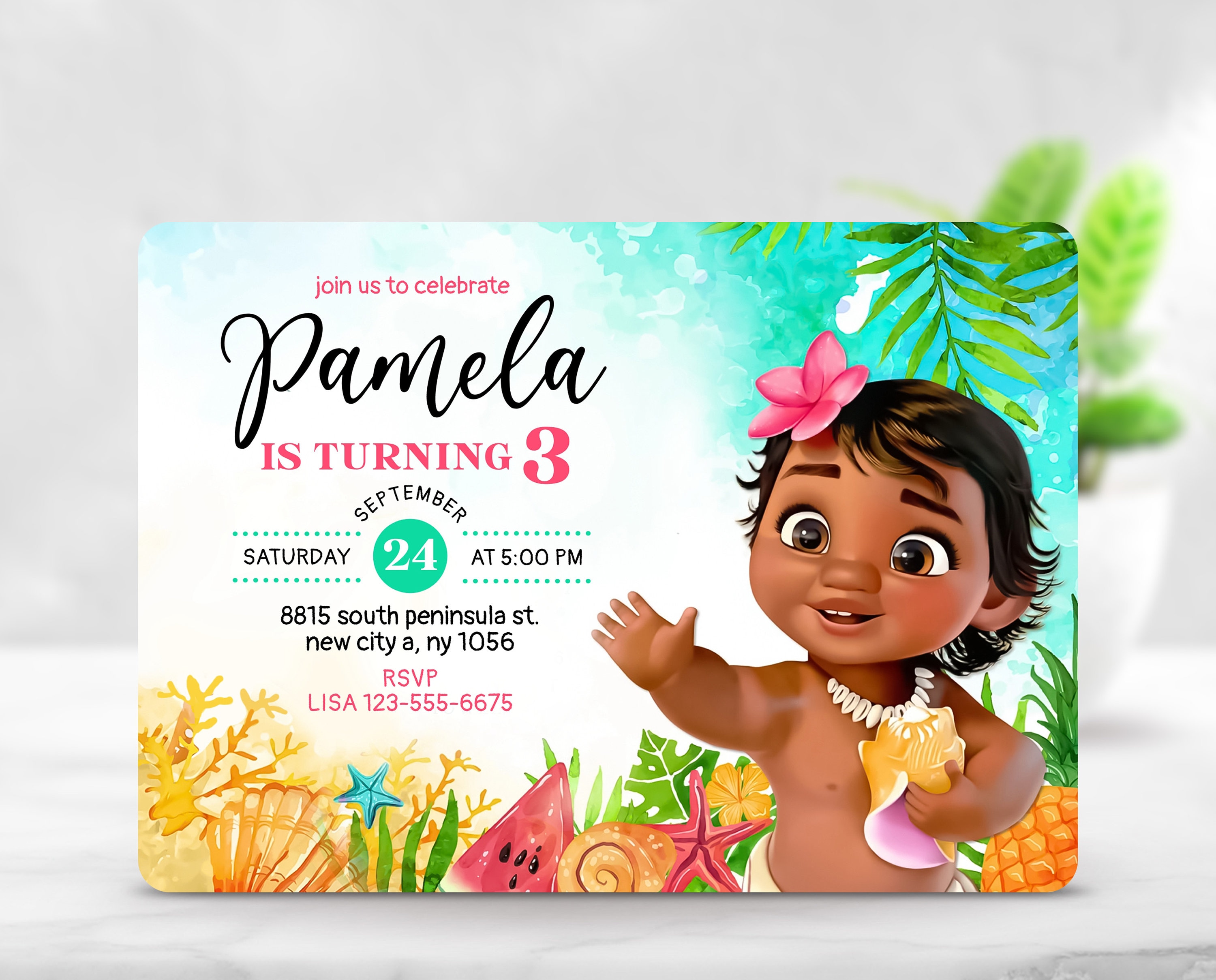 Baby Moana Birthday Invitation - Etsy