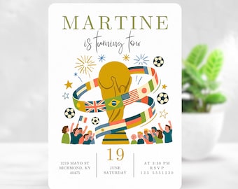 World Cup Birthday Invitation Editable Soccer Party Invite Football Birthday Invitation Kids Sports Canva