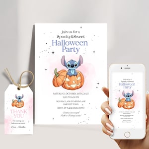 Convite para festa de Halloween de meninas com pontos, fantasia fofa de esqueleto, convite infantil para impressão, download digital de aniversário de outubro