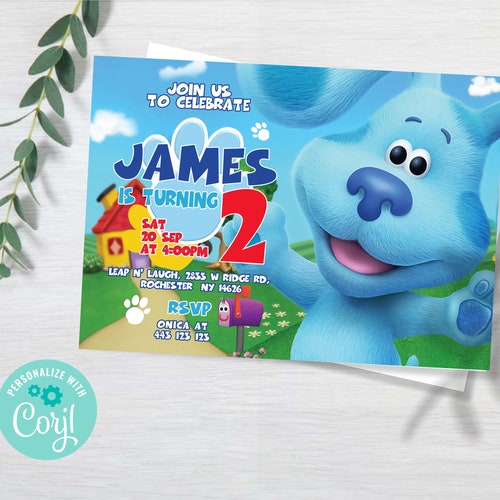 Blues Clues Customizable Birthday Invitation 5x7 Digital Etsy