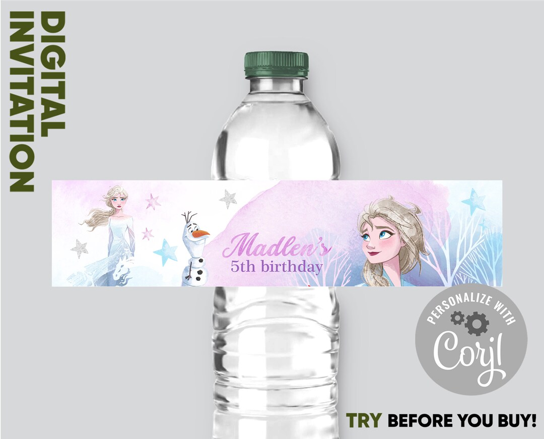 Frozen Water Bottle Labels Printable Labels for Frozen - Etsy