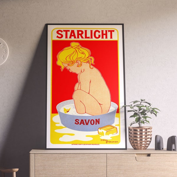 Savon Starlight 1900 Vintage French Soap Ad | Single Printable Wall Art | Graphic Poster Advertisement Lithograph Digital Download
