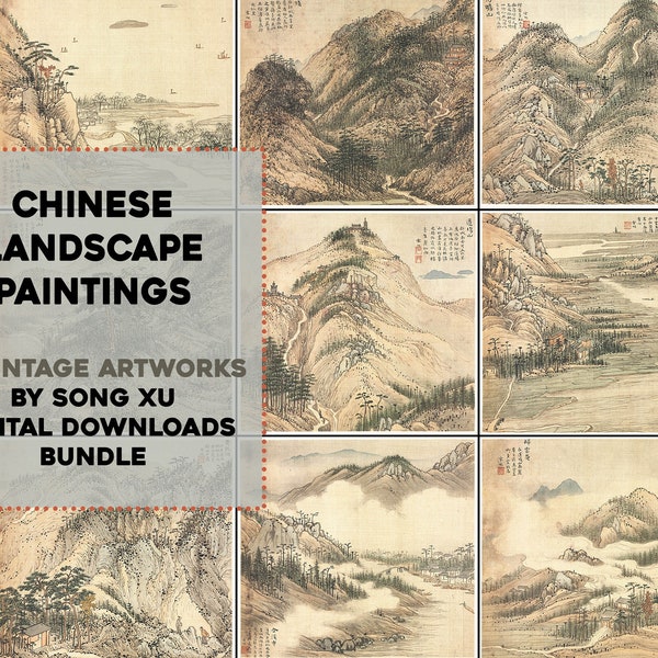17 Wunderschöne Chinesische Landschaftsgemälde Song Xu | HQ Bild Bundle druckbare Wandkunst Sofortiger digitaler Download Kommerzielle Nutzung