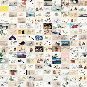 150 piezas KIT COLLAGE japonés 4"X6" -- Paquete de collage de arte de pared imprimible Descarga digital instantánea ukio-e woodblock anime estético