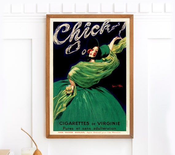 art nouveau cigarette ad Chick Cigarettes De Virginie French Poster | Single Printable Wall Art |  Jean D'ylen Vintage 1920s Ad Art Nouveau Digital Download Decor
