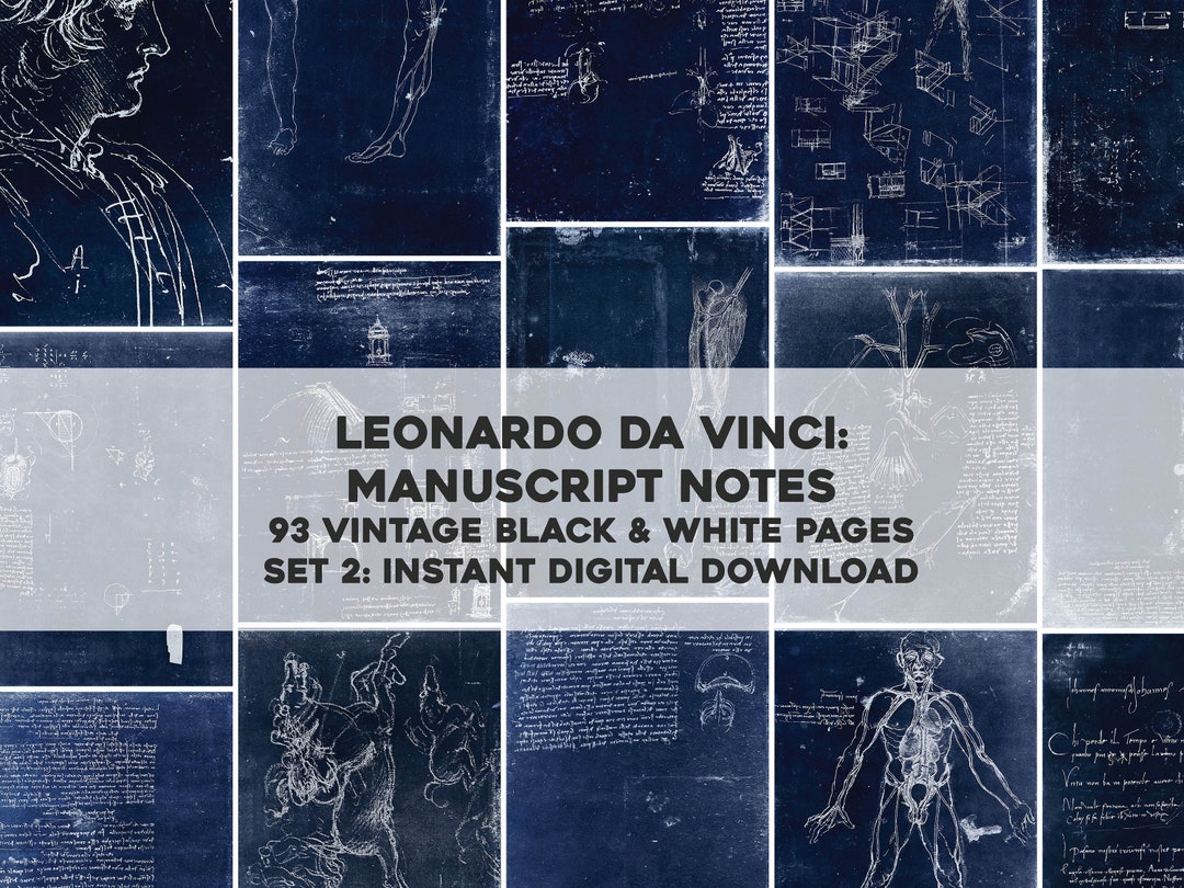 93 レオナルド ダ ヴィンチ スケッチ ノート 図表 ネガ セット 2