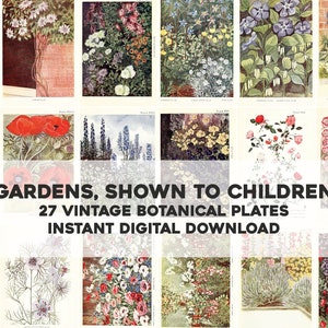 Gärten für Kinder 27 Bilder | Vintage restauriertes Bild Bündel | Botanische Blumen Natur | Sofortiger digitaler Download für kommerzielle Nutzung
