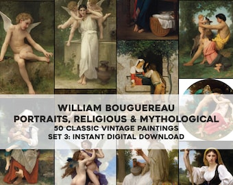 50 hermosas pinturas de William Bouguereau Artworks / Paquete de imágenes HQ Arte de pared imprimible / Descarga digital instantánea Uso comercial 3