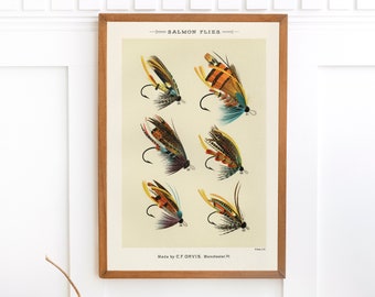 Mary Orvis Salmon Flies 3 | Single Printable Wall Art | Large High Quality Vintage Fly Fishing Dry Flies Commercial Use Digital Download