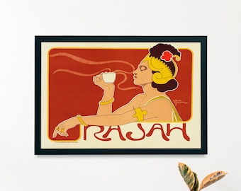 Cafe Rajah 1899 Vintage French Coffee Ad | Single Printable Wall Art | Newspaper Graphic Poster Cafe Advertisement Digital Download