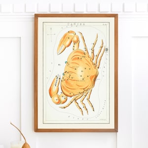 Krebs Sternzeichen Astronomische Karte Vintage Illustration | Einzelne Astrologie druckbare Wandkunst | Sternbild Sternzeichen Digitaler Download