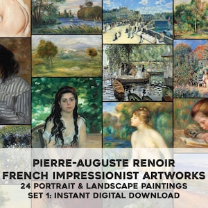 24 Pierre Renoir Impressionist Paintings | HQ Image Bundle Printable Wall Art Classic Paintings Instant Digital Download Commercial Use 1