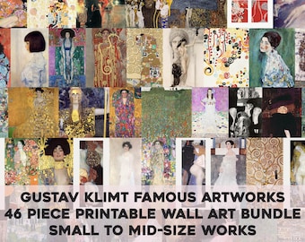Gustav Klimt Famous Work Art Nouveau Printable Wall Art Bundle Vintage Women Portrait Femme Classic Painting Digital Download Commercial Use