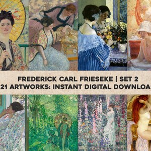 21 Impressionist Paintings from Frederick Frieseke | HQ Image Bundle Printable Wall Art | Instant Digital Download Commercial Use 2