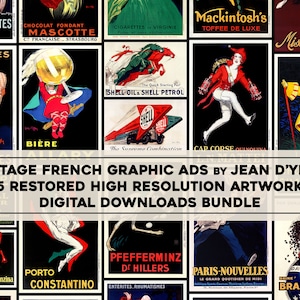 Vintage französische 1920er und 30er Jahre Plakat Anzeigen | Jugendstil Druckbare Wandbilder | Digitaler Download Kommerzielle Nutzung