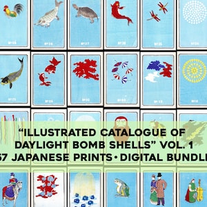 Japanese Daylight Bombshells Set 1 Wall Art/High Quality Image Bundle Jinta Hirayama Ornemental Woodblock Painting Digital Commercial Use