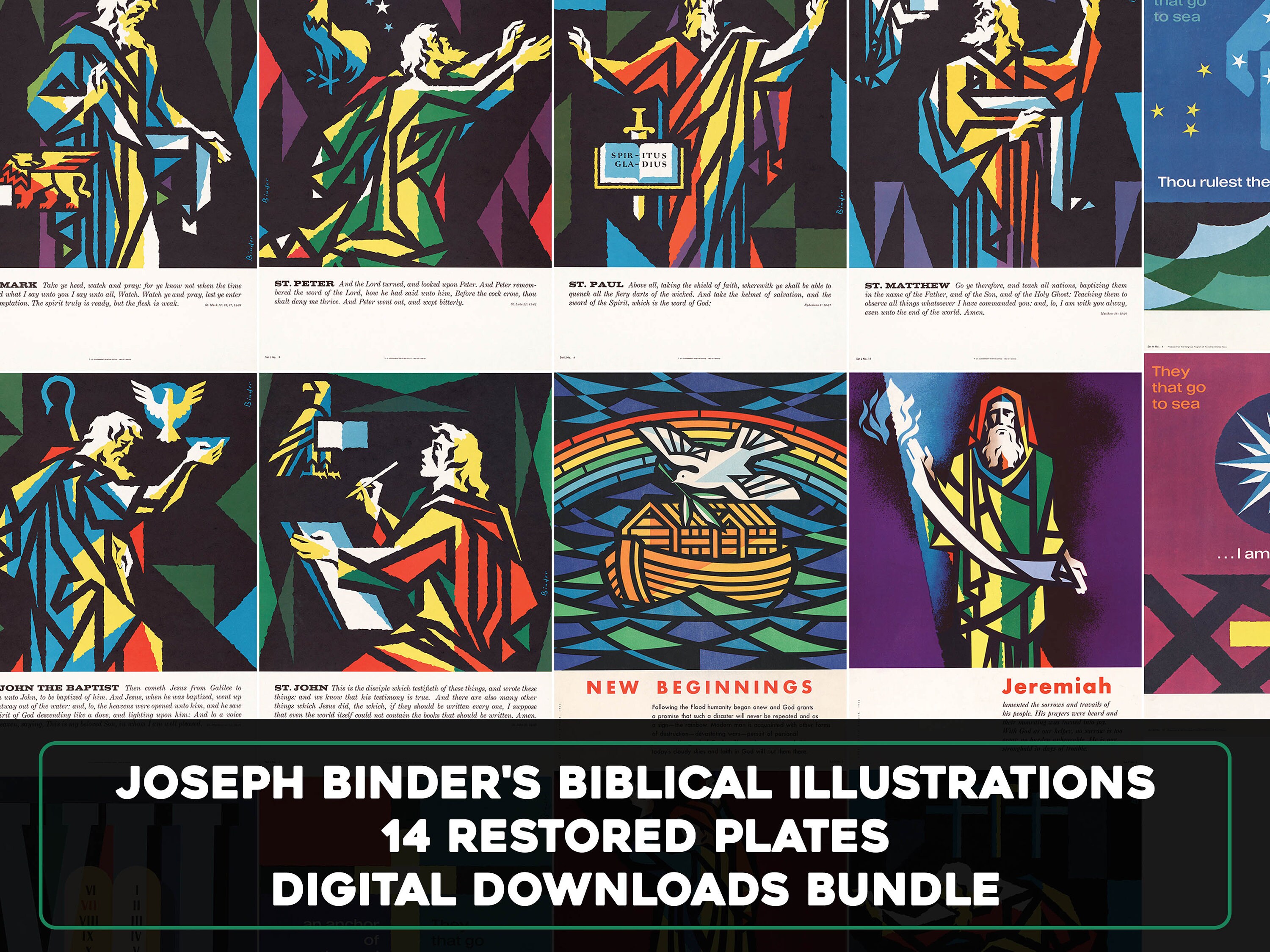 14 Vintage Biblical Illustrations Restored High Resolution Image Bundle Printable Wall Art Collage Instant Digital Download Commercial Use