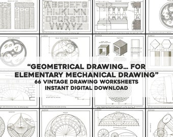 66 Cool Restored Geometric Graphical Drawing Images | Image Bundle Printable Wall Art | Instant Digital Download Commercial Use