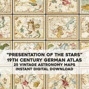 Presentation of the Stars 25 Astrological Prints  | HQ Vintage Images Bundle | Instant Digital Download Commercial Use