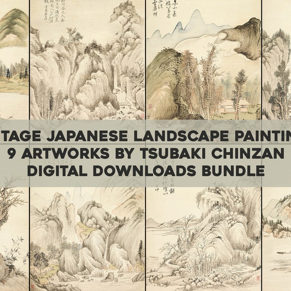 9 Wunderschöne Japanische Landschaftsbilder Tsubaki Chinzan | HQ Bild Bundle druckbare Wandkunst Sofortiger digitaler Download Kommerzielle Nutzung