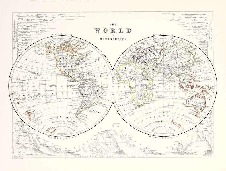 34 Vintage Maps from World Atlas 1882 Countries Continents Image/Printable Wall Art Bundle Instant Digital Download Commercial Use image 3