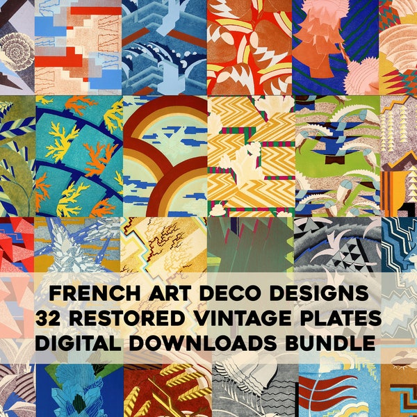 Abstract Designs Art Deco & Art Nouveau Printable Wall Art Bundle 1920s Vintage Decorative Designer Digital Download Commercial Use