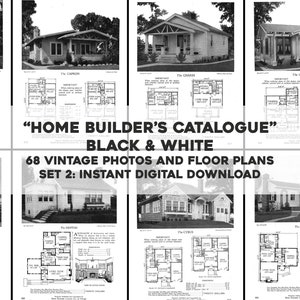 68 Vintage Amerikaanse huisontwerpadvertenties en plattegronden BW 2 | HQ-afbeeldingsbundel afdrukbare kunst | Instant digitale download commercieel gebruik