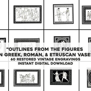 Designs de vases grecs romains et étrusques | Lot de 60 images anciennes | Téléchargement numérique instantané Utilisation commerciale
