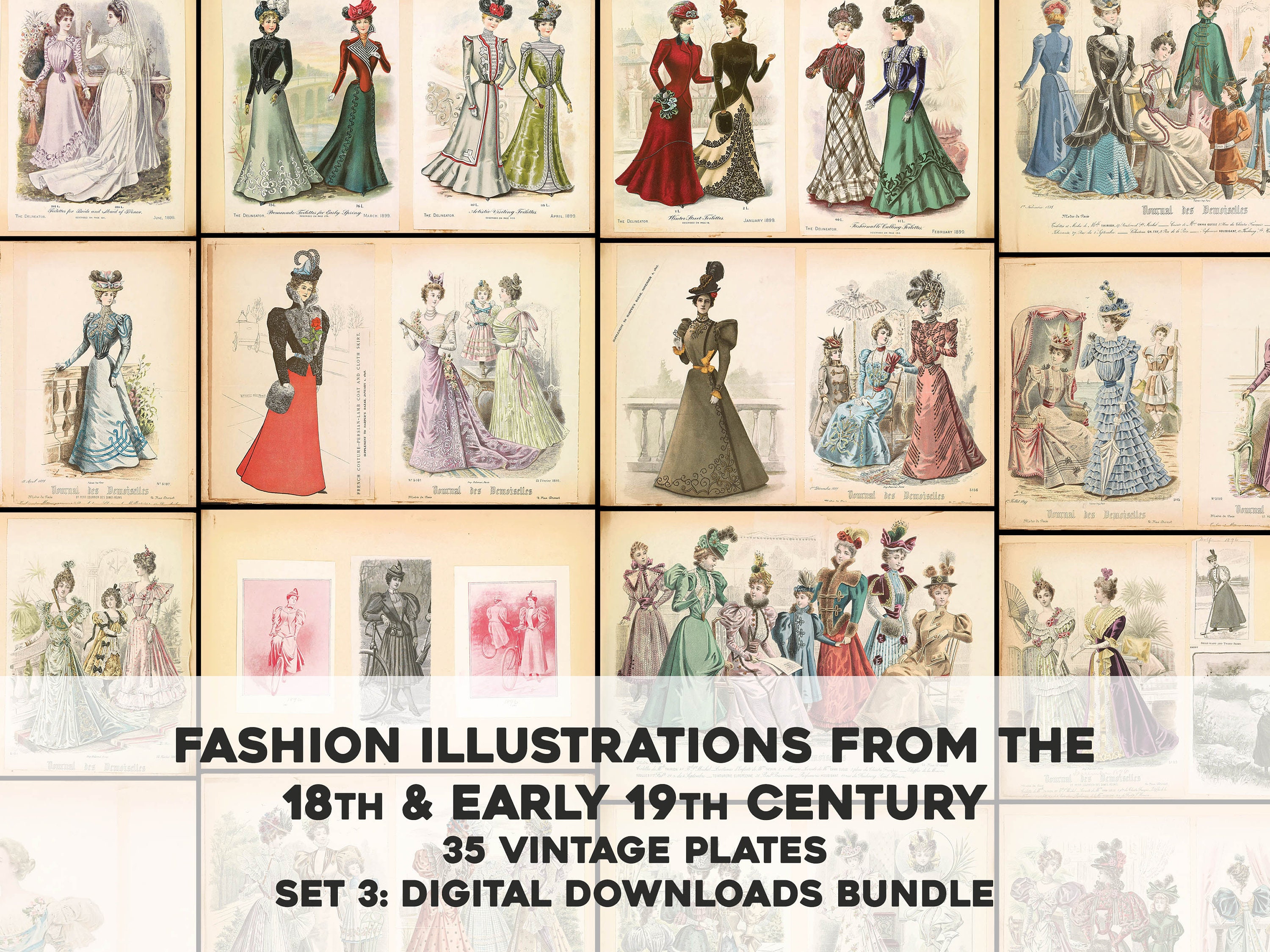 35 Women Fashion Illustrations 18th Early 19th Century | HQ Image