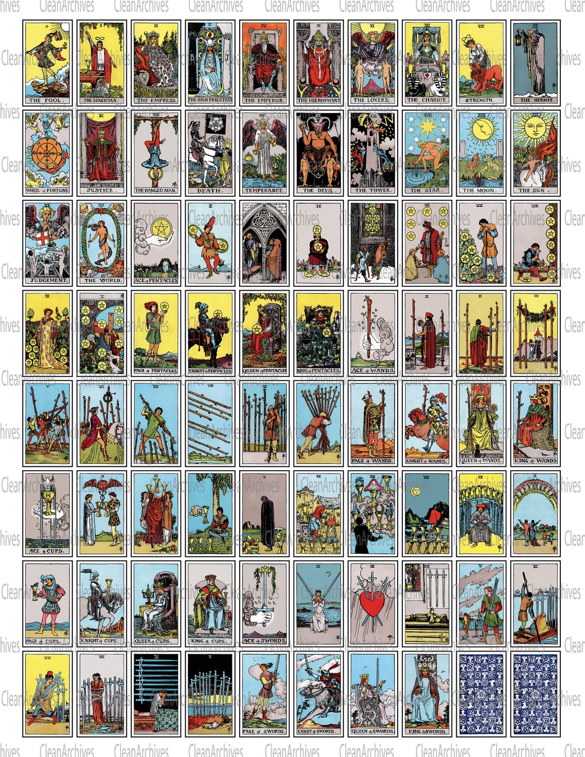 Printable Mini Tarot Card Full Color Deck 8.5x11 Sheet - Etsy
