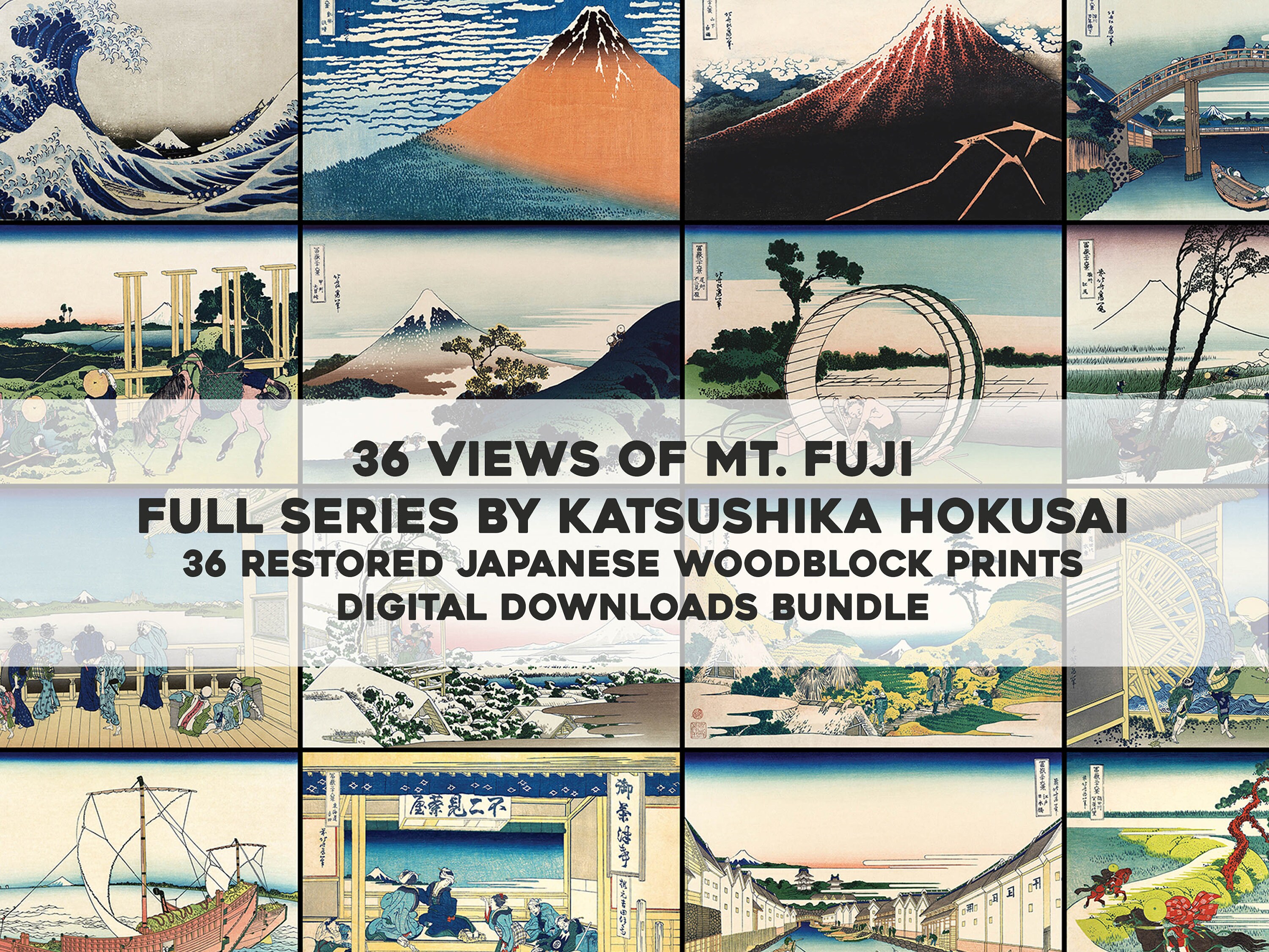 36 Views of Mt. Fuji Hokusai Japanese Woodblock Prints | HQ