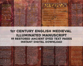 19 Beautiful DARK Latin Manuscript Pages 2 | HQ Restored Vintage Image Bundle Resource | Instant Digital Download Commercial Use