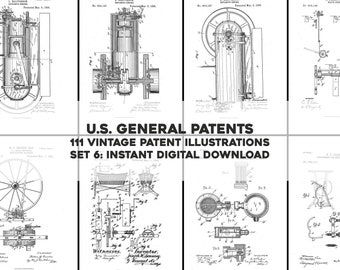 111 Assorted Restored Patents Drawings Set 6 | HQ Image Bundle Printable Wall Art | Instant Digital Download Physical Commercial Use