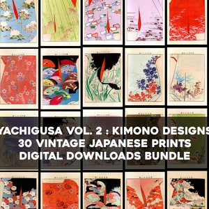 Yachigusa Kimono Design Seikō Ueno Art mural ornemental japonais Gravure sur bois Peinture Digital Bundle Art imprimable Japon Utilisation commerciale