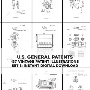 137 Assorted Restored Patents Drawings Set 3 | HQ Image Bundle Printable Wall Art | Instant Digital Download Physical Commercial Use