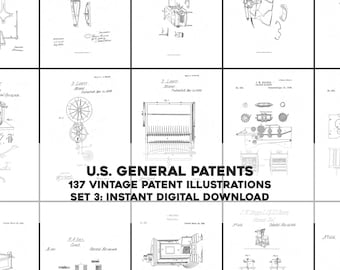 137 Assorted Restored Patents Drawings Set 3 | HQ Image Bundle Printable Wall Art | Instant Digital Download Physical Commercial Use